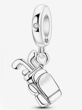 Silver Golf Bag & Golf Clubs Dangle Charm